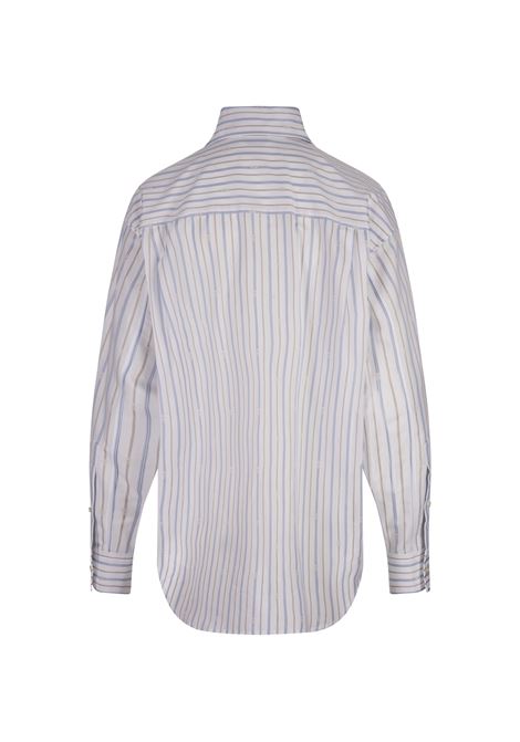 Camicia Popeline a Righe Con Motivo Skull ALEXANDER MCQUEEN | 819450-QAABR9216